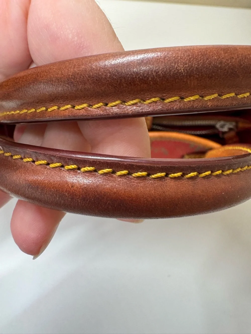 Dooney & Bourke Red Satchel with Brown Leather Trim